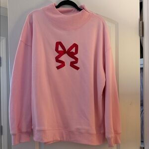 Pink Mockneck with Red Bow